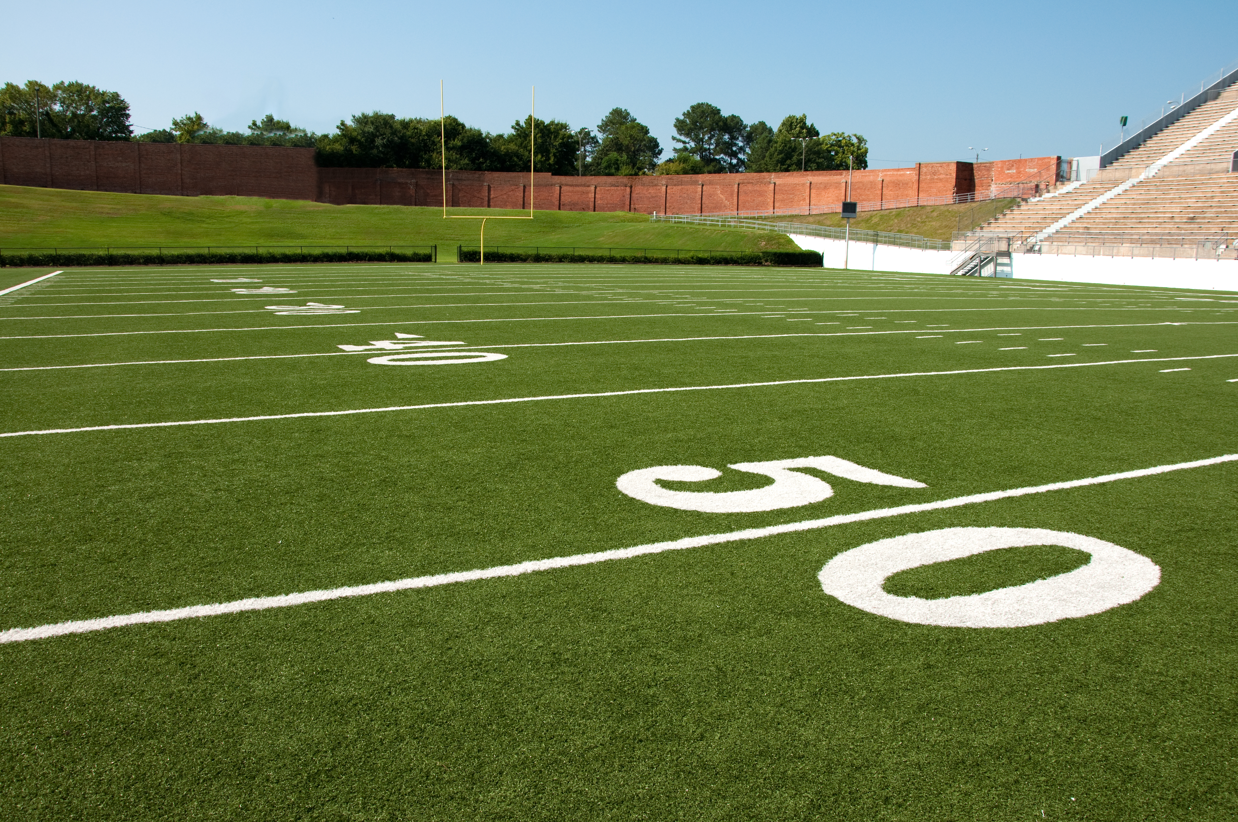 football blades on astroturf